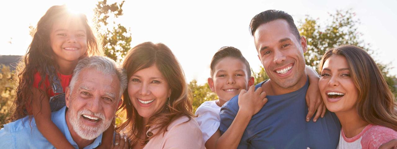 Image of a diverse group of latinos young, middle aged and older. 