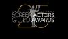 SAG Awards on Sunday, Jan. 27. "Twenty Fifth Annual Screen Actors Guild Awards" text overlaying a gray Actor silhouette, overlaying a gold 25 with a black background