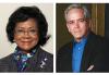 Belva Davis' headshot on left with John Carter Brown's headshot on the right