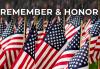 Image of miniature American Flags. Above, in white, is the SAg-AFTRA logo and the works "Remember" and "Honor" Hero image for "Memorial Day Announcement 2023"