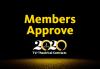 SAG-AFTRA Members Vote to Approve 2020 TV/Theatrical Contracts "Members Approve" above 2020 TV/TH logo with black background
