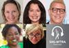 Hero image for SAG-AFTRA Podcast Episode, "Audition Tips for Parents and Young Performers": top row, from left, CSA members Krisha Bullock; Suzanne Goddard-Smythe and Howard Meltzer; bottom row, from left, CSA President Kim Williams and Monika Mikkelsen. Hero image for SAG-AFTRA Podcast Episode, "Audition Tips for Parents and Young Performers"