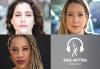 Top row, from left, SAG-AFTRA New York Local NextGen Performers Committee Chair Sarah Seeds and producer Lindsay-Elizabeth Hand; bottom row, from left, NGP Committee member Nikki Dixon and podcast logo. Hero Image for SAG-AFTRA Podcast ep. 88 "Effective Ways to Level Up Your Content"