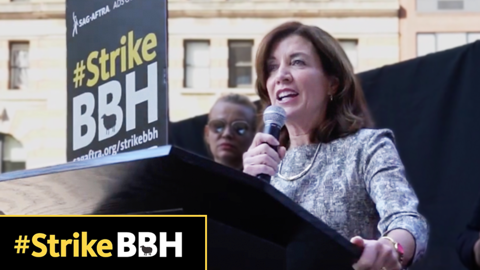 New York Elected Officials and Labor Leaders Stand with SAG-AFTRA Thumbnail from BBH Bake Sale in NY of speaker